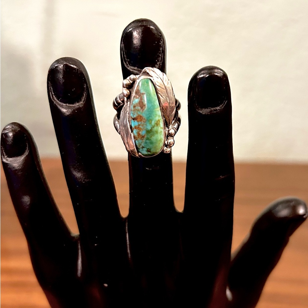 🦅Vintage 1977 Navajo Silver & Natural Turquoise Ring Signed/Dated⚡️